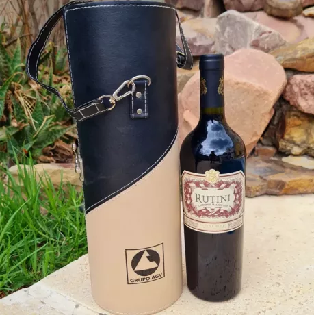 Set de vino eco cuero con logo