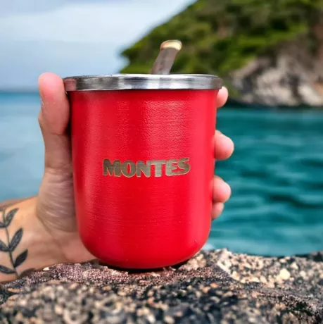 Mate acero color con logo grabado