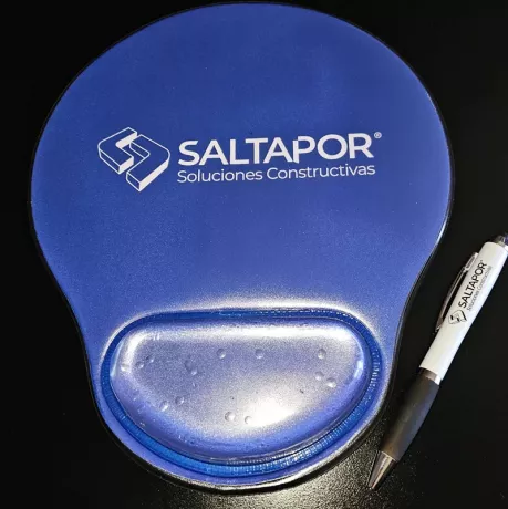 Pad mouse con apoya muñecas cristal con logo