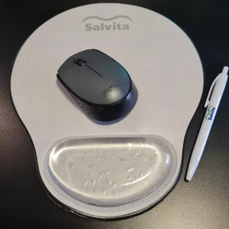 Pad mouse con apoya muñecas cristal con logo