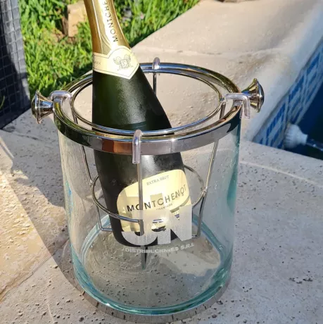 Balde de cristal con logo grabado