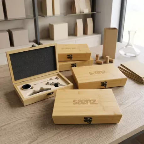 Set de vino bamboo con logo