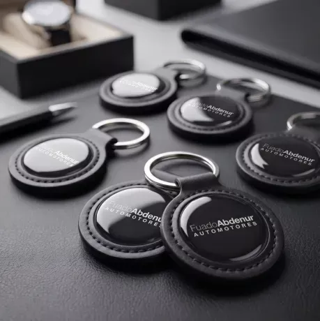 llaveros metal con dome con logo