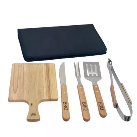 Set de asado 5 piezas tabla