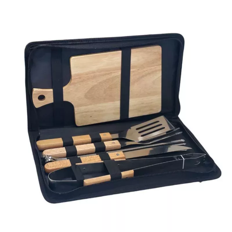 Set de asado 5 piezas tabla